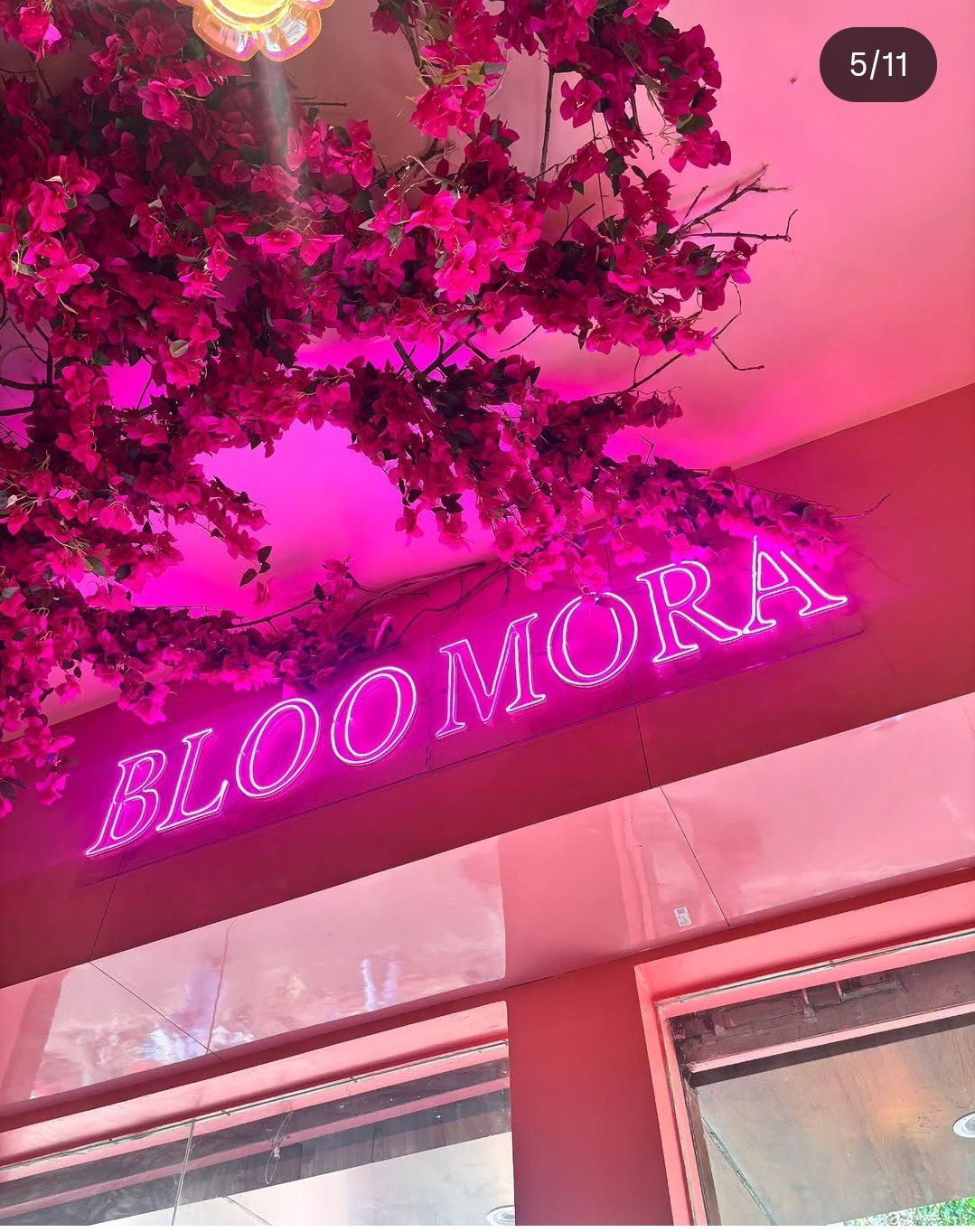 Floral ceiling and warm lights