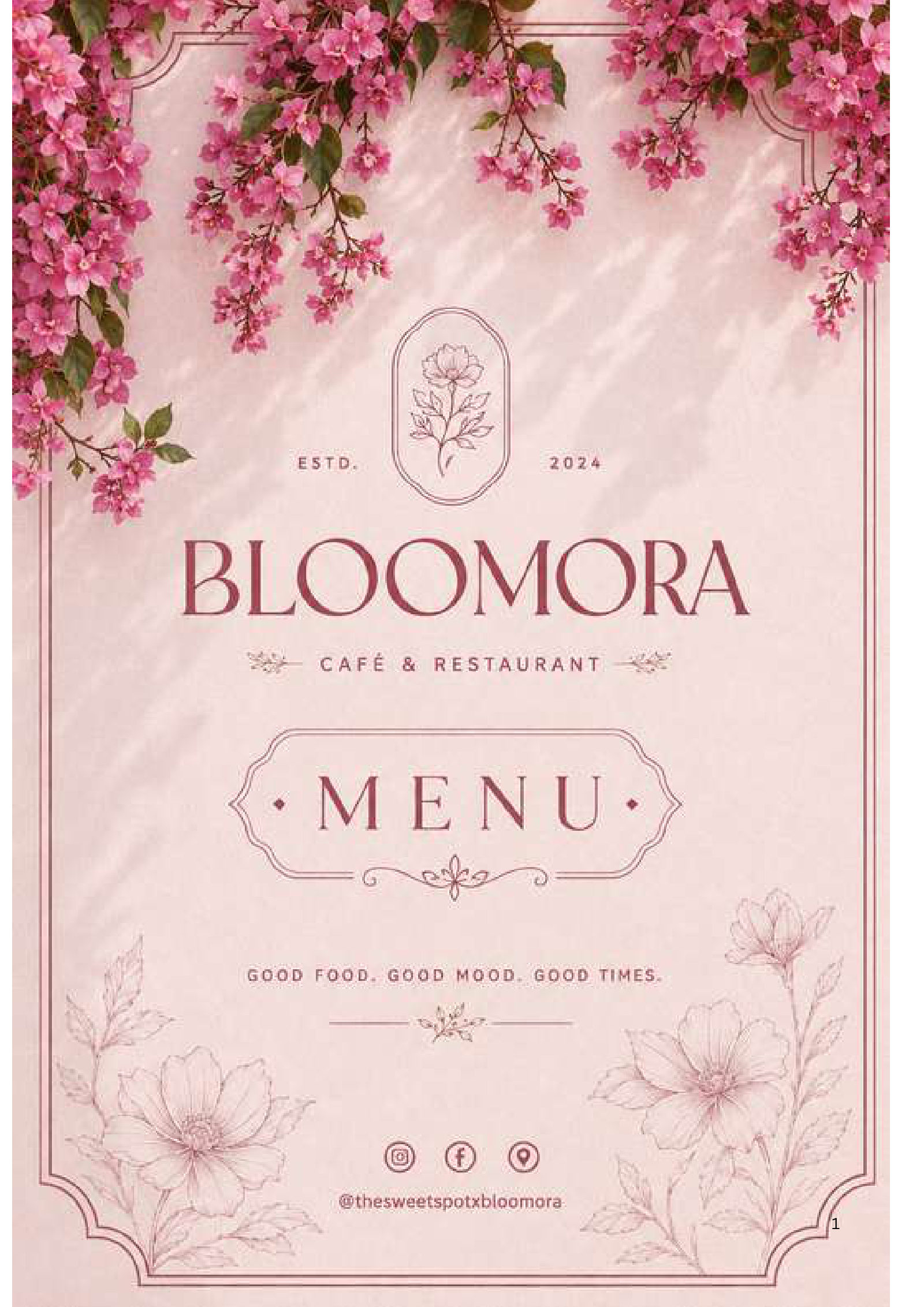 Bloomora menu page 1