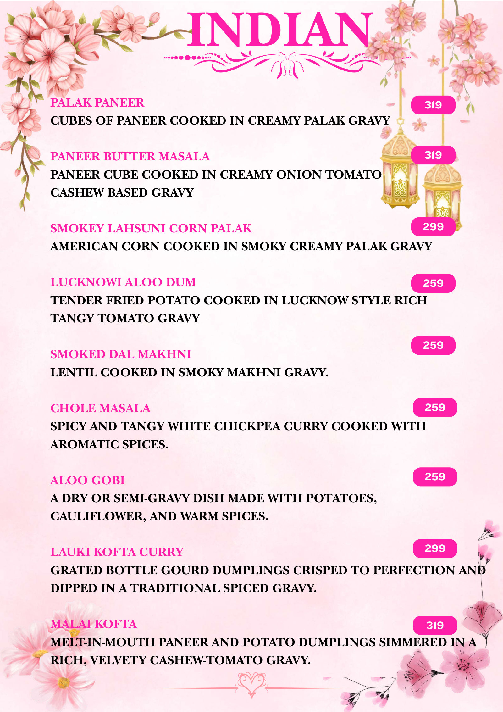 Bloomora menu page 6
