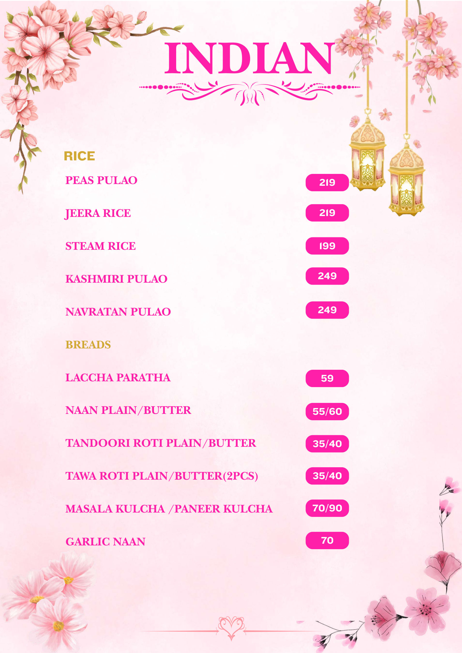 Bloomora menu page 9