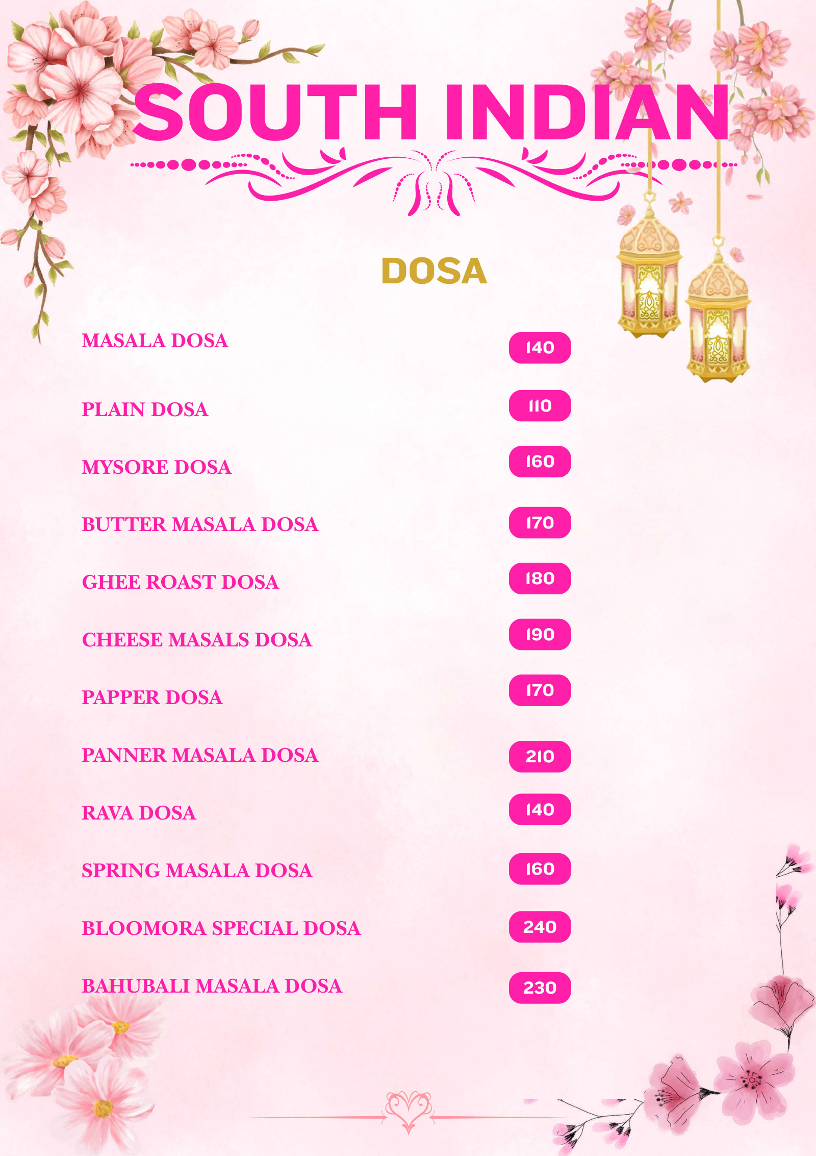Bloomora menu page 10