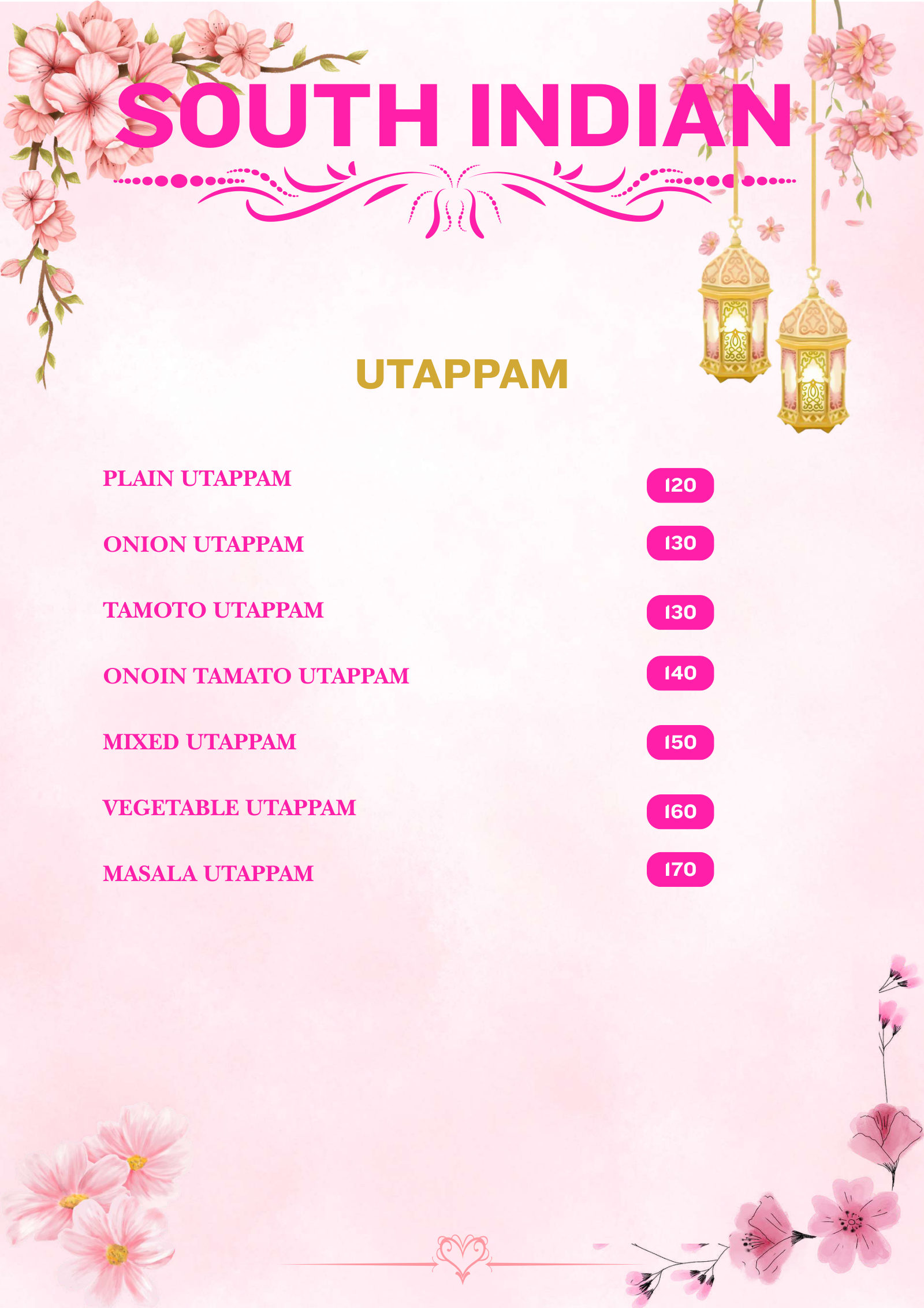 Bloomora menu page 11