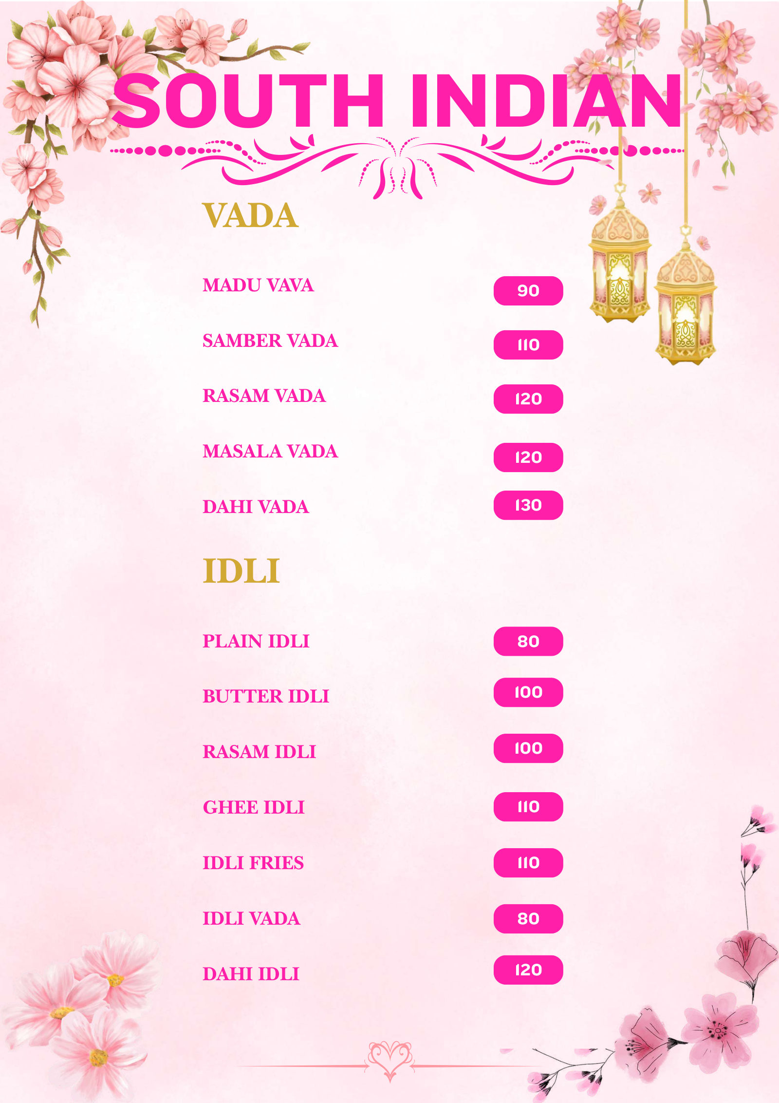 Bloomora menu page 12