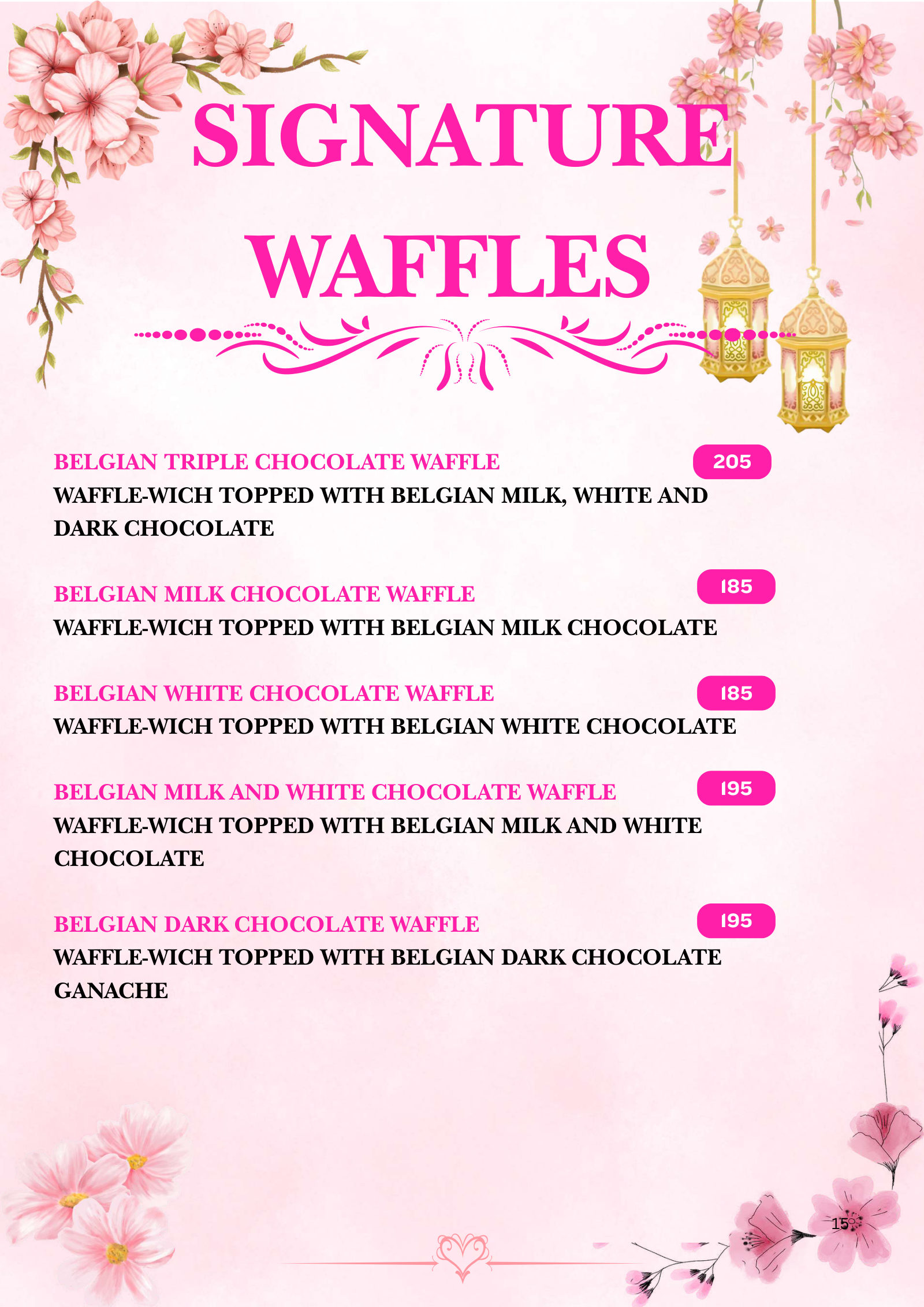 Bloomora menu page 15
