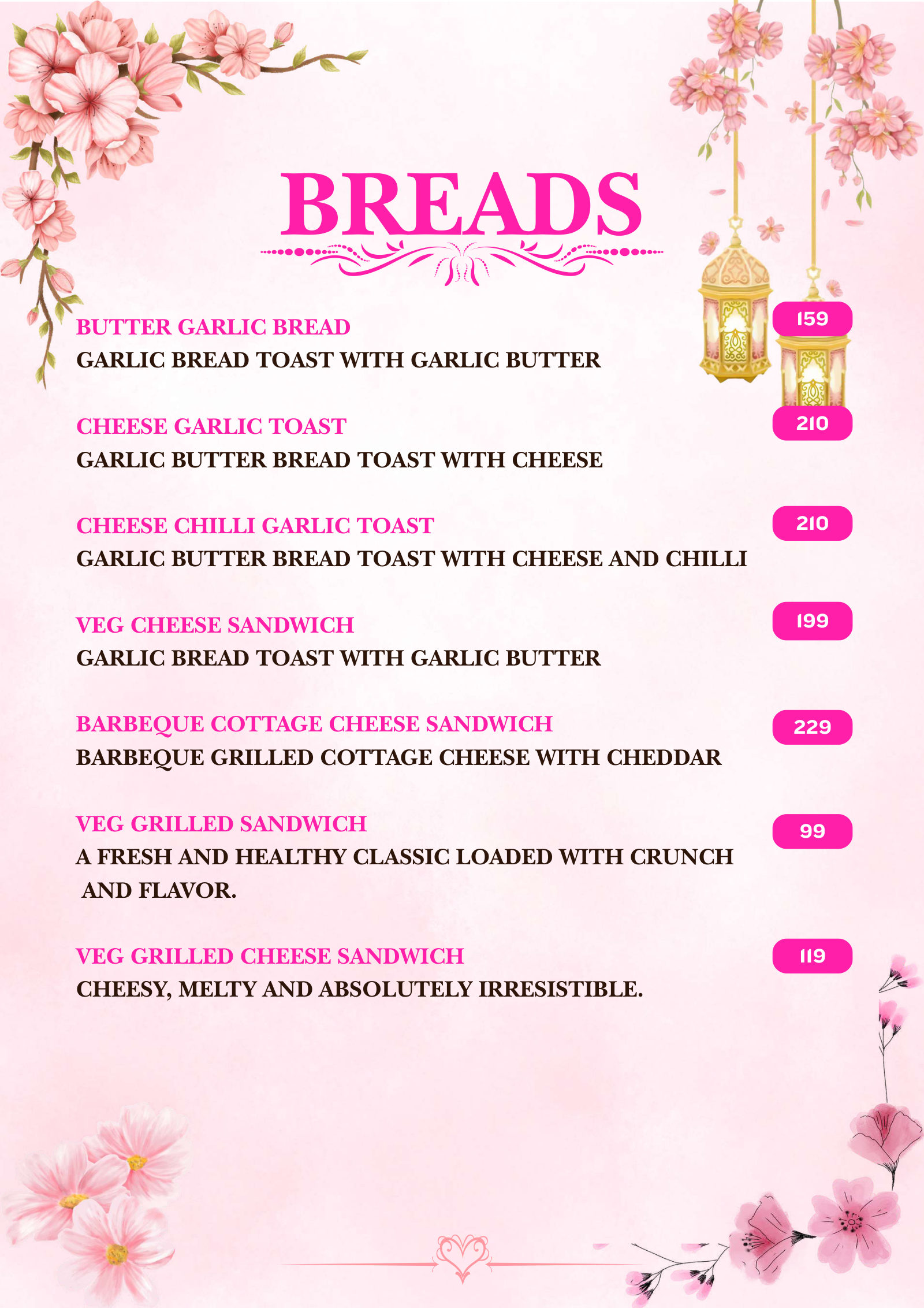 Bloomora menu page 18