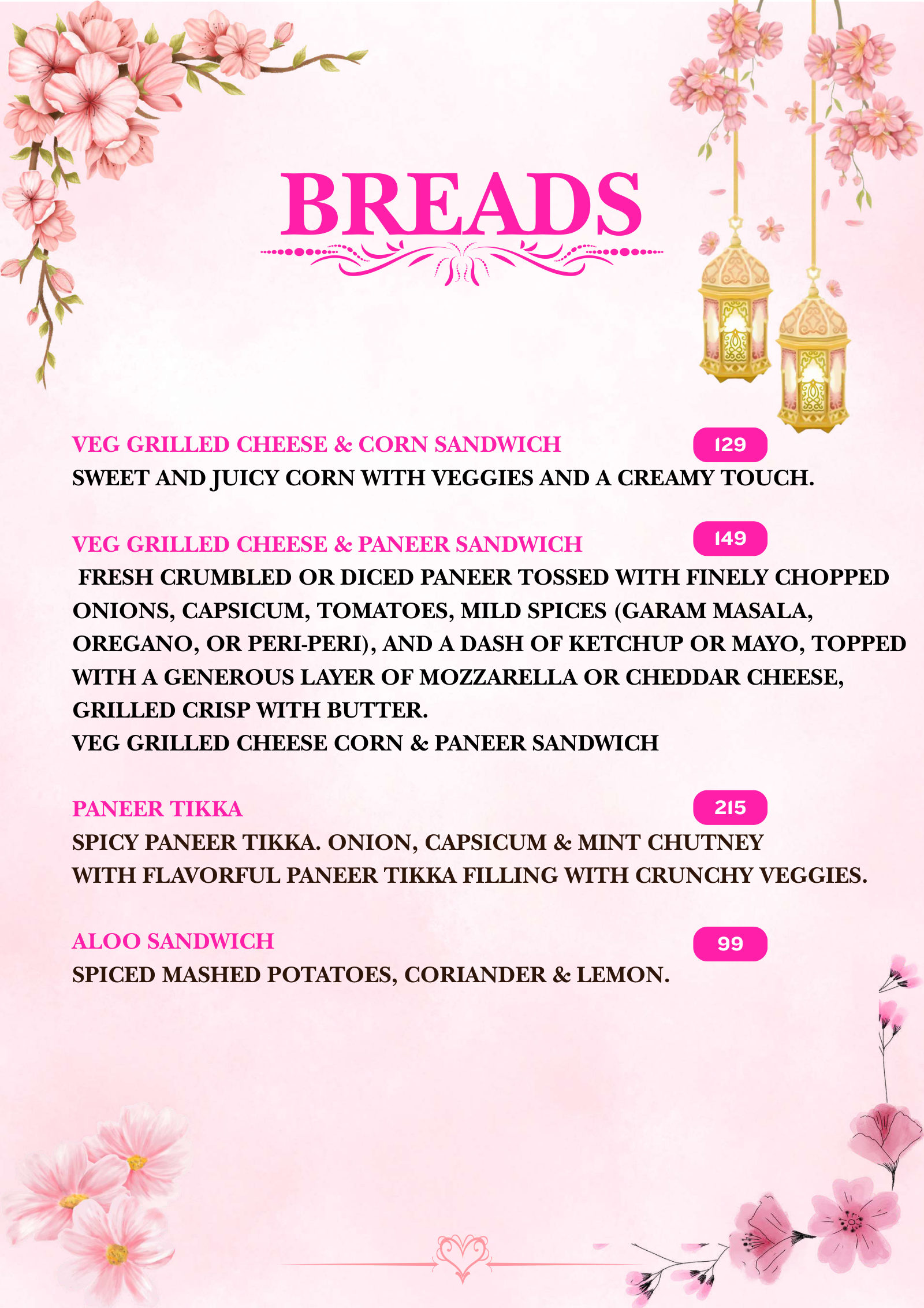 Bloomora menu page 19