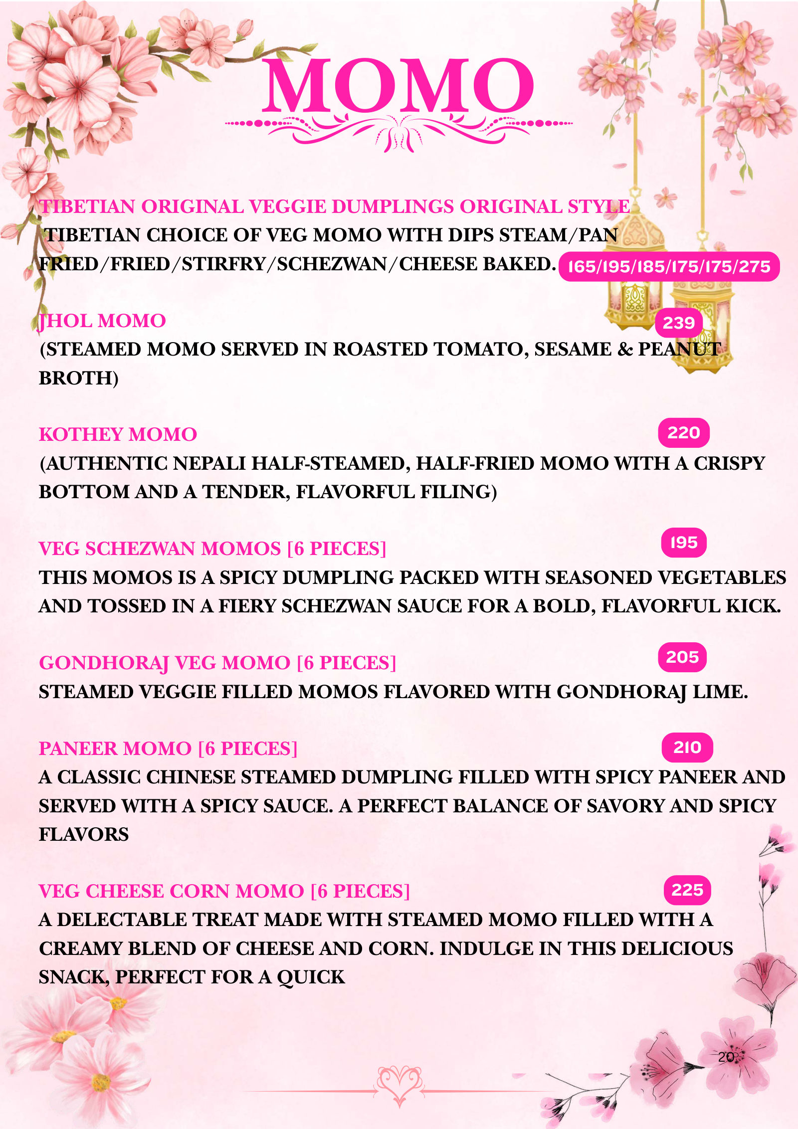 Bloomora menu page 20