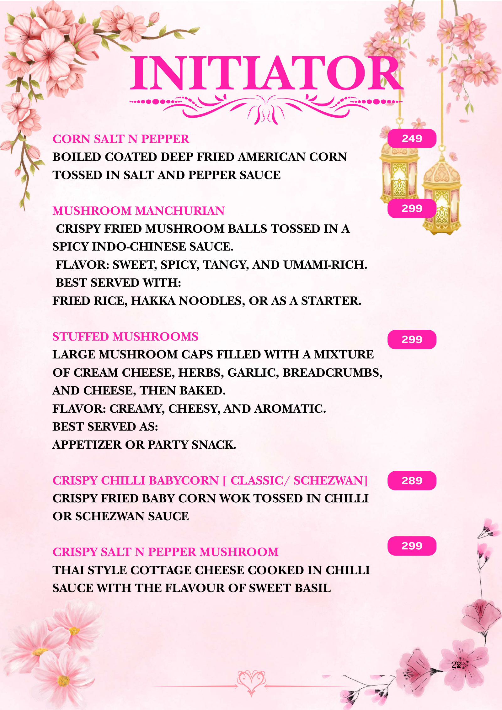 Bloomora menu page 22